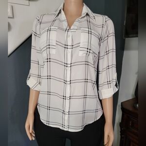 Fortune & IVY White Plaid Button-Down Shirt